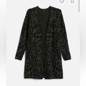 Fortune & Ivy Women's Olive and Black Animal Print Cardigan